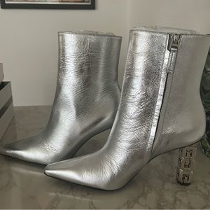 Brand new silver Givenchy pointed toe boots